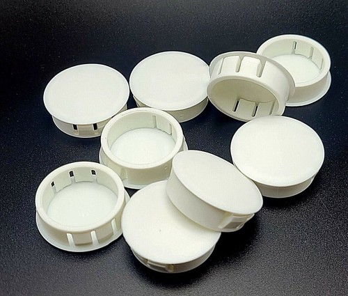 Tapones de orificio de panel de bloqueo de nailon blanco de 1 1/4" cubiertas acabado cúpula mate ajuste seguro - Imagen 2 de 7