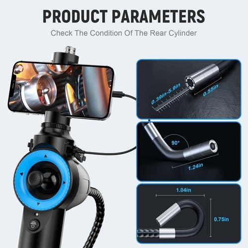 OIIWAK 4 Way Industrial Endoscope 6mm Borescope Inspection Camera 8 Leds 1080P - Picture 3 of 18