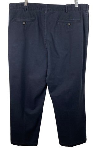 Lands End Traditional Fit Navy Blue Chino Pants Mens Size 42x28 Adjustable Waist - Picture 2 of 10