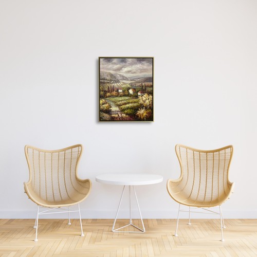 Pintura al óleo artística original de Nueva York de paisaje rural sobre lienzo 20x24 enmarcada - Imagen 3 de 6