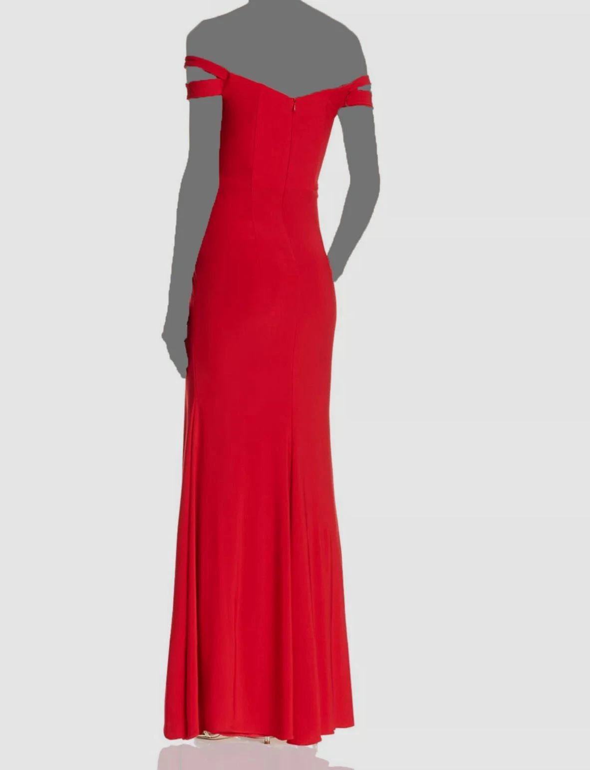 VALENTINO Abito vestito donna Aqua rosso dolcevita cappuccio manica doppio cinturino spalle scoperte 10