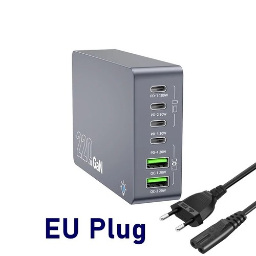 Caricabatteria 220W Multi USB C QC 3.0 Tipo C PD 100W Stazione di Ricarica Rapida per iPhone - Foto 9 di 15