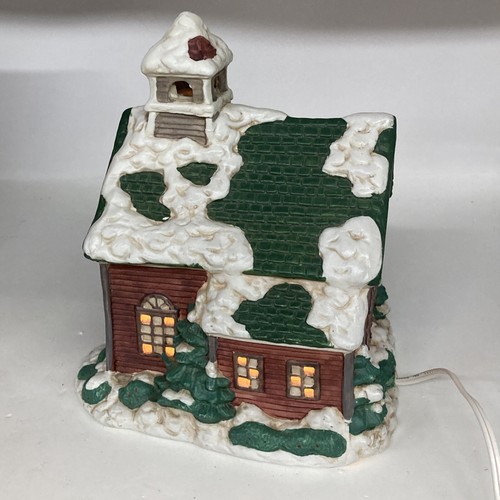 Vintage Mervin's Weihnachtsdorf Platz Schulhaus 48557 mit Karton - Bild 3 von 8