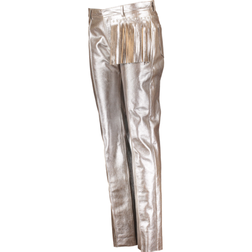 MAISON MARGIELA Fringe Leather Trousers - Silver Shimmer - UK 38/IT 48 - £3100 - Picture 2 of 10