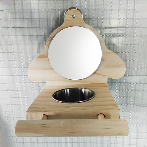 Bird Toy Cage Swing Chewing Wooden Mirror for Parrot vente en gros Parakeet Cockatiel