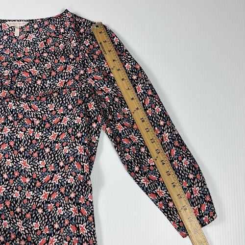 Rebecca Taylor Blouse Sz 6 Floral V Neck 3/4 Sleeves Silk Blend - Picture 7 of 10