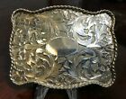 Vintage West Style Silver Plate Pin Style Belt Buckle Made In Mexico Gp01