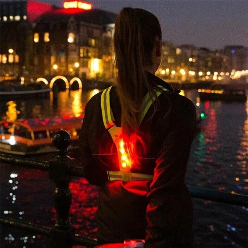 High Visibility Night Running Vest for Night Warning Work Fishing - Picture 10 of 16