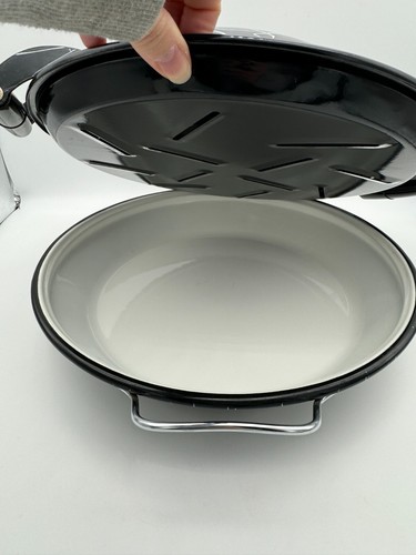 Vintage MCM Black White Serendipity Enamel Spaghetti 4 Piece Paella Cooker Wok - Picture 3 of 7