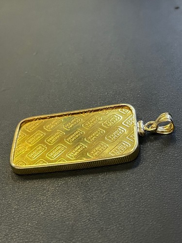 Credit Suisse 1ozt. .9999 Fine Gold Bar in 14kt Yellow Gold Bezel, 4mm Bale - Picture 6 of 7
