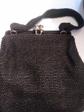 Double Pocket Seed Beaded Handbag Purse Vintage MCM Mint Condition Old Classic