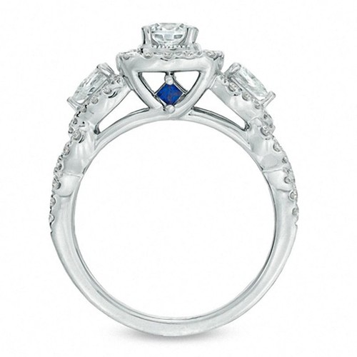 Vera Wang Love 1.40Ct Simulated Diamond 3 Stone Wedding Ring White Gold Plated - Picture 3 of 6