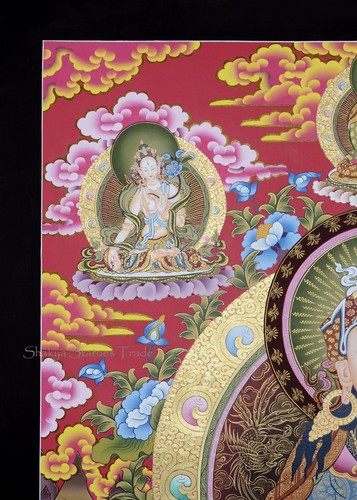 32.5" x 22.75" Guru Rinpoche Tibetan Religious Thangka Thanka Scroll Painting - Picture 3 of 6