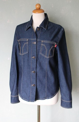 Hirsch Jacke Jeansjacke dunkelblau Blau dünn leicht Denim klassisch Gr. 36 S - Bild 3 von 4