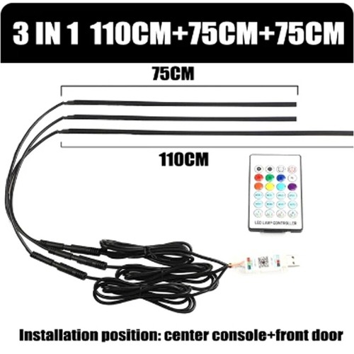 3xRGB Led light strip for Cars Inside Lighting interior APP/music/Remote control - Picture 3 of 12