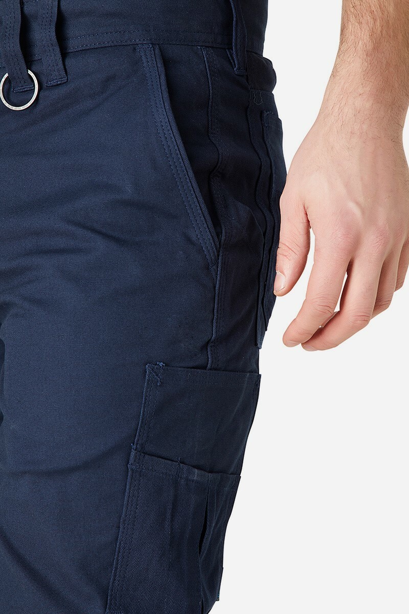 Mens Elwood Work Cuffed Pants Stretch Canvas 2 Pack Tradie Phone Pocket