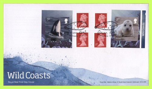 G.B. 2021 Wild Coasts, booklet stamps u/a M/S Royal Mail First Day Cover, Dover