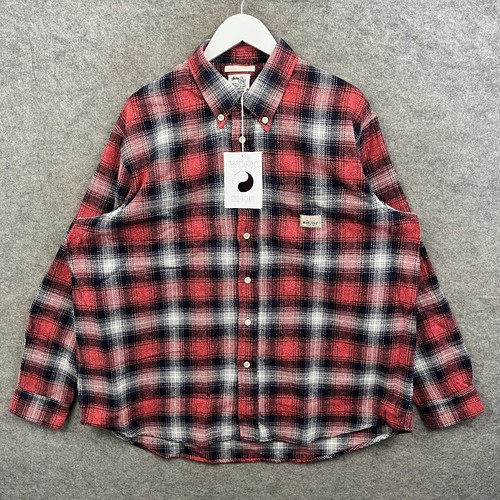 Stussy Shirt Mens Large Red OUR LEGACY Work Shop Flannel Plaid Oversized BNWT