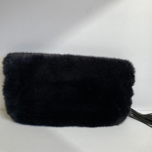 Estee & Lilly Women's Faux Fur Clutch Black Cocktail Purse Magnetic Closure - Picture 2 of 5