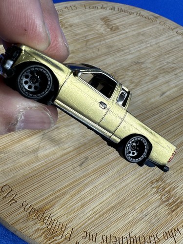 CUSTOM Matchbox ‘95 Nissan Hardbody Gold Color Slammed Display Piece Non Roller - Picture 11 of 16