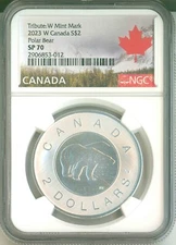 2023 W Canada S$2 W Mint Mark Polar Bear Toonie NGC SP70 Box & COA OGP