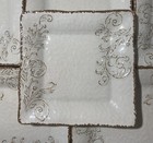 6 Cynthia Rowley NEW!!! Scroll SQUARE Medallion DINNER PLATES MELAMINE Rustic