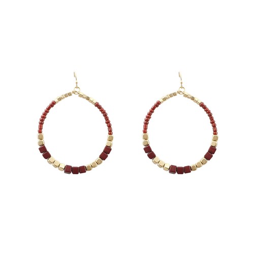 Cube Seed Bead Hoop Earrings in 5 Colors - Beaded, Crystal Avenue (2x3in) - Picture 13 of 15