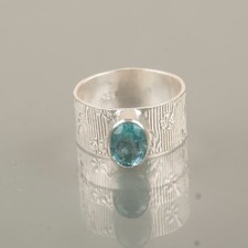 Blue Topaz Gemstone 925 Sterling Silver Ring Handmade Jewelry Ring Gift For