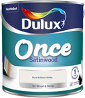 Dulux Paint Once Satinwood Pure Brilliant White Wood Metal Paint - 2.5L