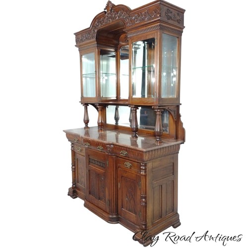 antique 1880 massive carved walnut Victorian sideboard server 8ft 7 inches ! - Picture 3 of 19