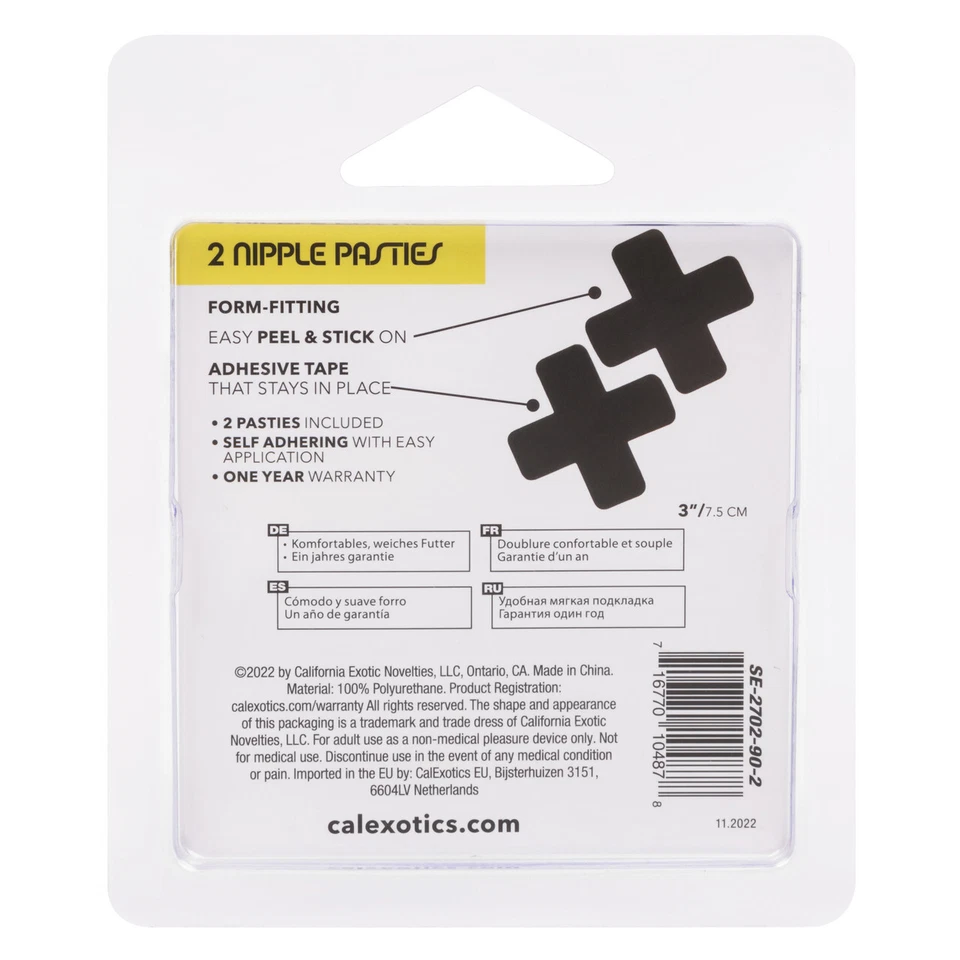 Boundless Cross X Shaped Dos Pasteles para Pezones Cubiertos Negros de CalExotics Foto 3 de 4