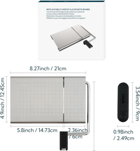 KITCHENDAO Replaceable Wire Cheese Slicer with Board and Measuring Grids,Tightne - Picture 7 of 12