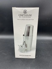 Crafthouse by Fortessa 3 Piece Boston Cocktail Shaker Set Shaker & Strainer NEW