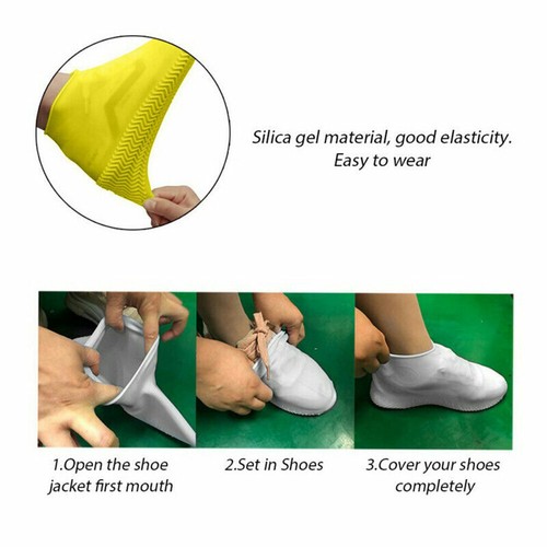 Rain Protector Reusable Silicone Overshoes Waterproof Shoes Cover Boot Outdoor - Picture 7 of 30