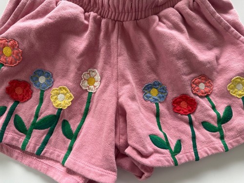 Mini Boden Pink Floral Applique Pull on Jersey Shorts 11Y Pockets Summer - Picture 3 of 7