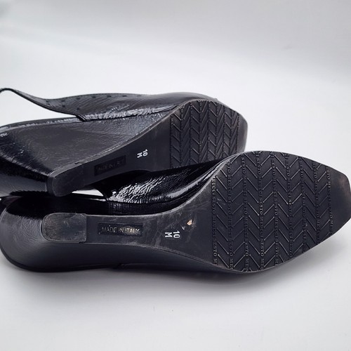 Sesto Meucci Womens Slingback Wedge Shoes Size 10M Black Bow Accent - Picture 9 of 10