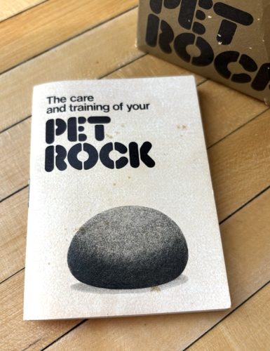 Vintage Original 1975 Pet Rock With Tote Box, Straw, Care & Training Booklet - 第 4/13 張圖片