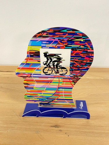 Pop art Metal Head "Head Cyclist" escultura de DAVID GERSTEIN - Imagen 7 de 7
