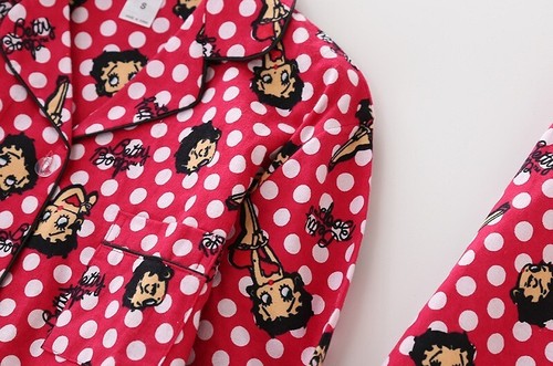 Betty Boop Women Pajama 100% Cotton Long Sleeve Sets Slim-fit Size Medium - Picture 11 of 14