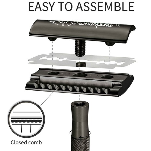 Men Shaving Safety Razor Premium Single Blade Double-Edged Safety Razor & Kit - Picture 3 of 8