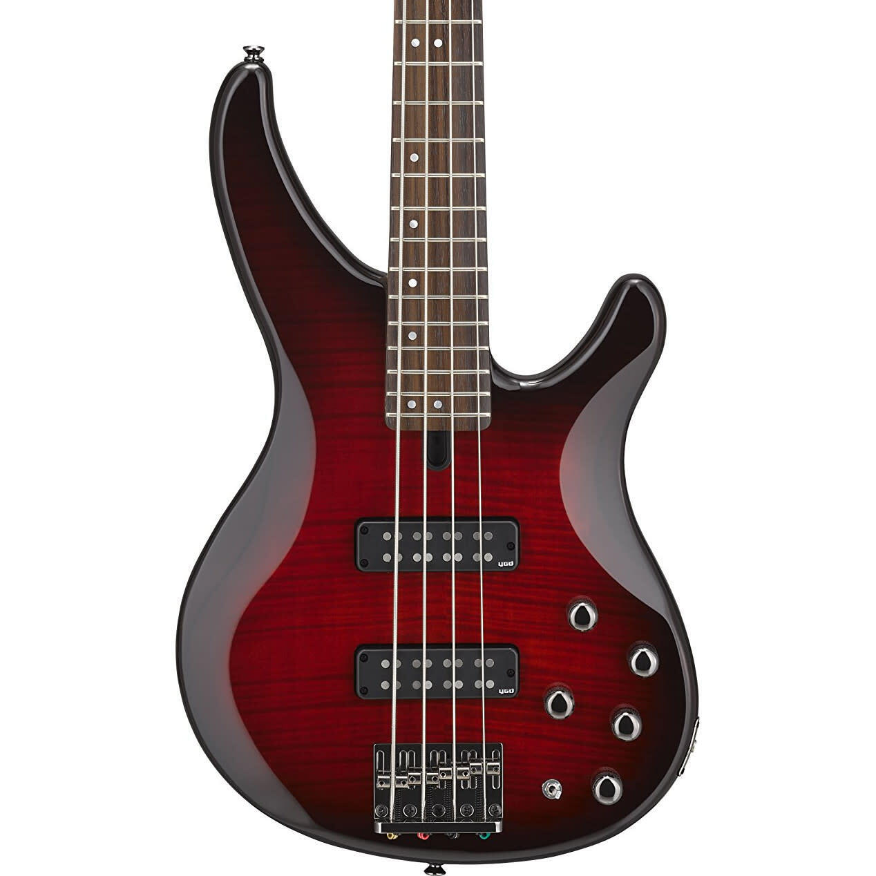 Yamaha TRBX604FM 4-String Bass Guitar, Flamed Maple, Dark Red