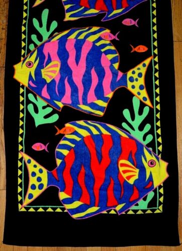 Hilasal Vintage Fish Theme Black Tropical Beach Towel Bright Colors-Cotton-27x54 - Bild 2 von 2