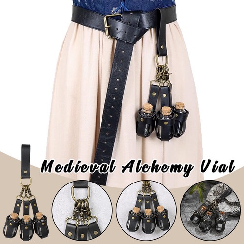 Frasco de alquimia medieval Cuero PU Soporte Cinturón 3 botellas Accesorio Cosplay Cinturón - Imagen 2 de 13