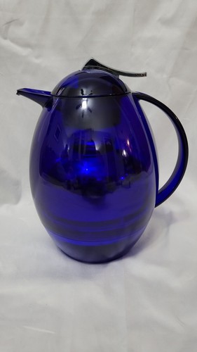 Emsa Melody Cobalt Royal Blue Thermos Pitcher Plastic Retro Vtg - Picture 2 of 15