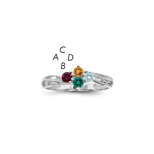 14K Solid Gold Mother's Ring 1 to 4 Birthstones, Moms family Jewelry Ring - Picture 3 of 25
