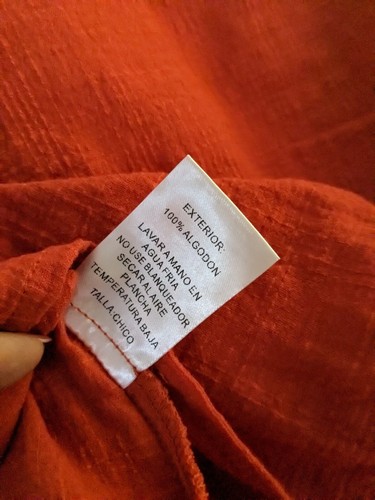 Neu mit Etikett makellos Damen bauchfrei Wickeloptik orange Taille zum Binden Glockenärmel Größe S - Bild 11 von 11