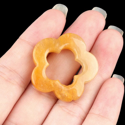 6Pcs 30x6mm Natural Yellow Jade Flower Reiki Healing Gemstone Pendant HT2352 - Picture 2 of 6