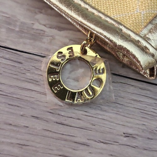 Lilly Pulitzer Estee Lauder Colorido Abstracto Floral Cremallera Bolsa Dorado Metálico - Imagen 4 de 10