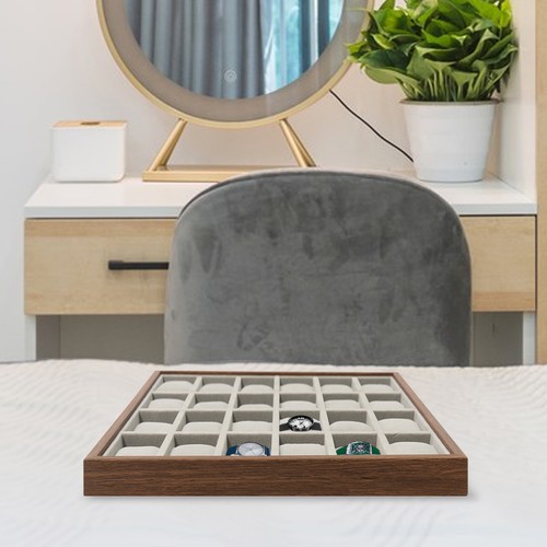 24 Slots Wood Watch Box Jewelry Storage Case Organizer Display Box Holder Tray - Picture 12 of 17