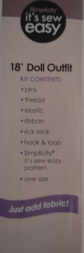 Simplicity Create Your Own 18" Doll Outfit Kit - 26 pieces - Just add fabric! - Picture 2 of 2